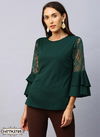 Green Latest Fancy Stylish Lycra Russel Net Party Wear Ladies Top Collection 2785